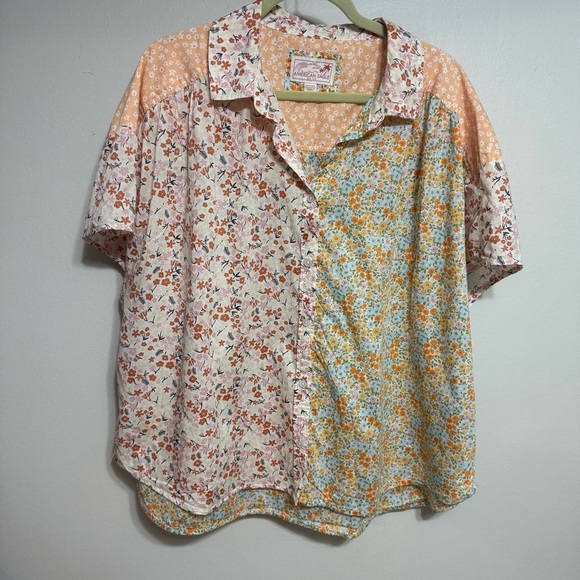 American Eagle Women Button Front Oversized Resort Shirt Multi Floral XL - Picture 2 of 8